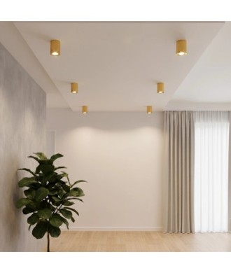 kelvo® AKIRA KLV-101-0027 Κινούμενο Φωτιστικό Downlight Σποτ για Λάμπα MR16 με Ντουί GU10 AC 220-240V IP20 - Χρυσό Βούρτσας - Μ8 x Π8 x Υ10cm